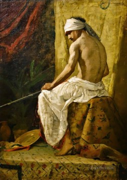 座るアラブ人ジャン・ジョセフ・ベンジャミン・コンスタント東洋学者 Oil Paintings
